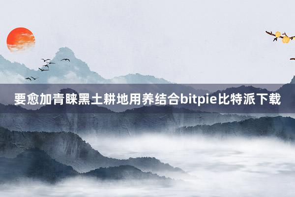 要愈加青睐黑土耕地用养结合bitpie比特派下载