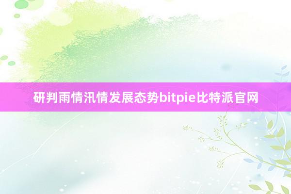 研判雨情汛情发展态势bitpie比特派官网