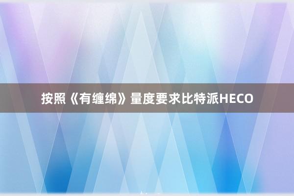 按照《有缠绵》量度要求比特派HECO