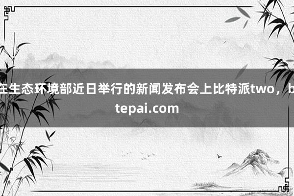 在生态环境部近日举行的新闻发布会上比特派two，bitepai.com