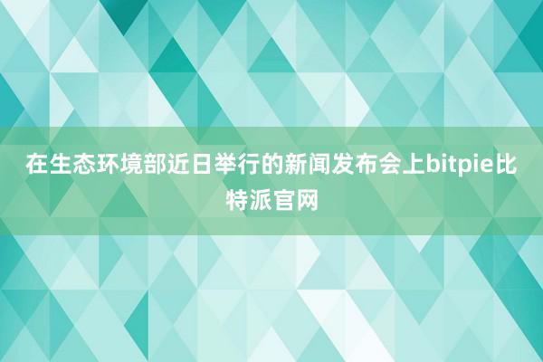 在生态环境部近日举行的新闻发布会上bitpie比特派官网