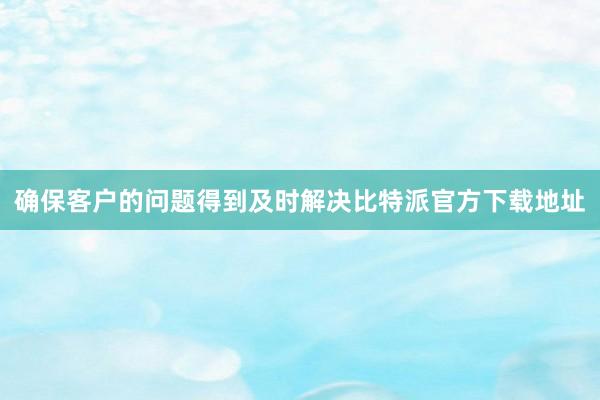 确保客户的问题得到及时解决比特派官方下载地址