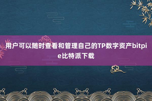 用户可以随时查看和管理自己的TP数字资产bitpie比特派下载