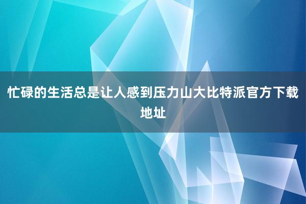 忙碌的生活总是让人感到压力山大比特派官方下载地址