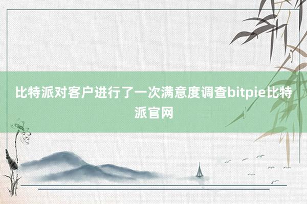 比特派对客户进行了一次满意度调查bitpie比特派官网