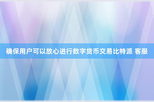 确保用户可以放心进行数字货币交易比特派 客服