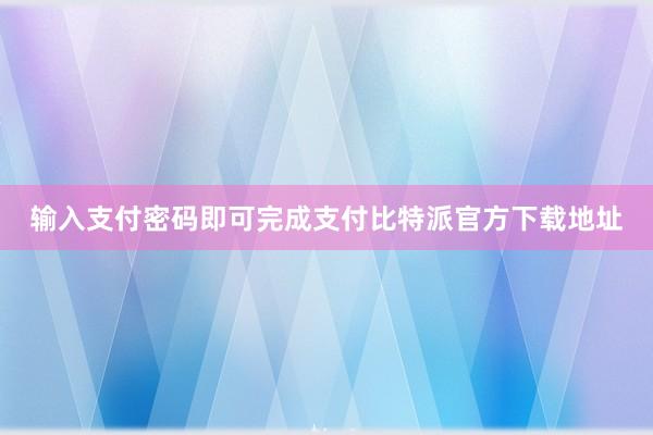 输入支付密码即可完成支付比特派官方下载地址